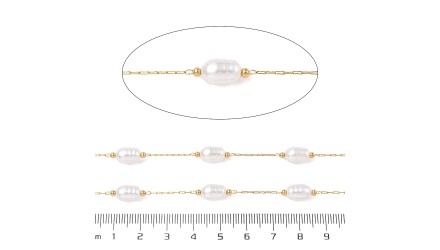 copy of Châine perlée en laiton brut perles noires 4mm