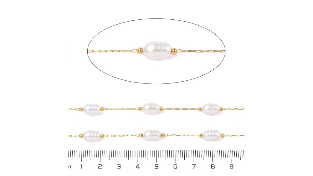 copy of Châine perlée en laiton brut perles noires 4mm