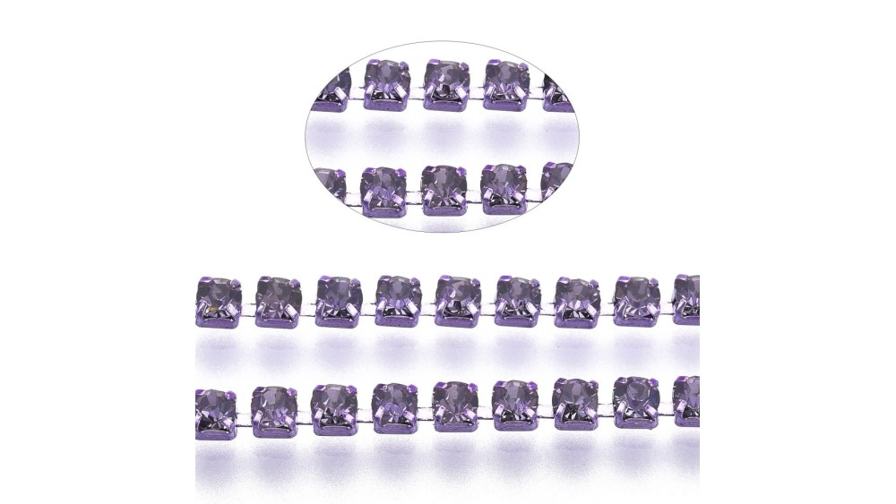 chaine de strass violette