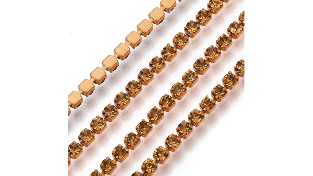 chaine strass orange 2mm