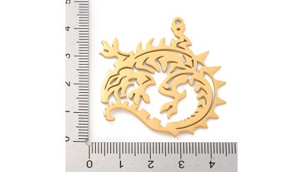 Pendentif dragon acier inoxydable plaqué or 18k