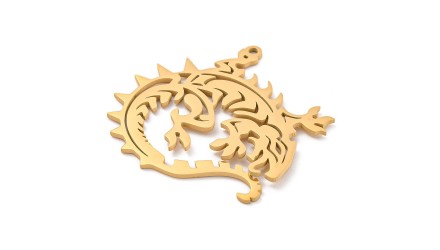 Pendentif dragon acier inoxydable plaqué or 18k