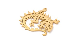 Pendentif dragon acier inoxydable plaqué or 18k