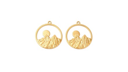 Pendentif montagne en acier inoxydable plaqué or 18k