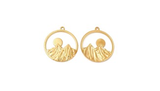 Pendentif montagne en acier inoxydable plaqué or 18k