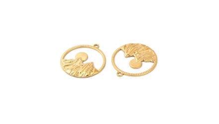 Pendentif montagne en acier inoxydable plaqué or 18k