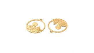 Pendentif montagne en acier inoxydable plaqué or 18k