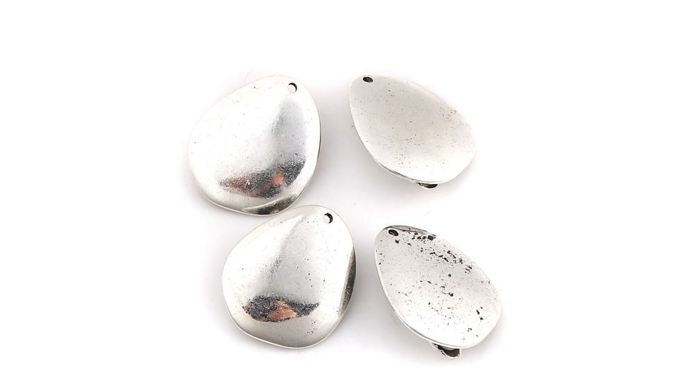 Paire de clips d'oreille goutte lisse en zamak