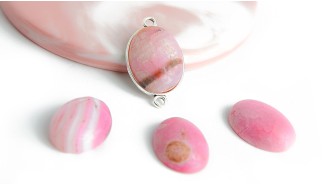 Cabochon ovale 25x18mm en agate de feu teintée rose pour création DIY