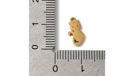 pendentif chat acier or
