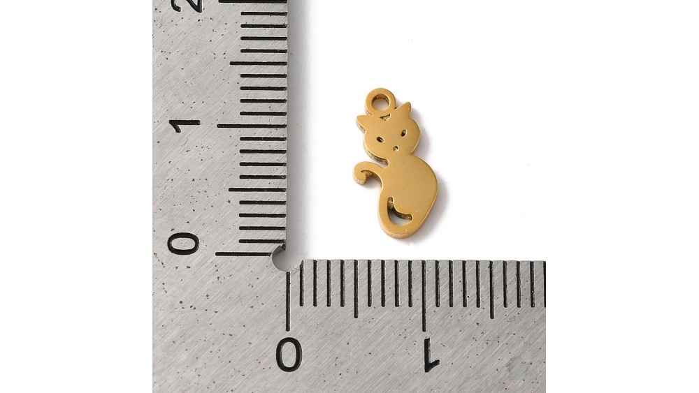 pendentif chat acier or