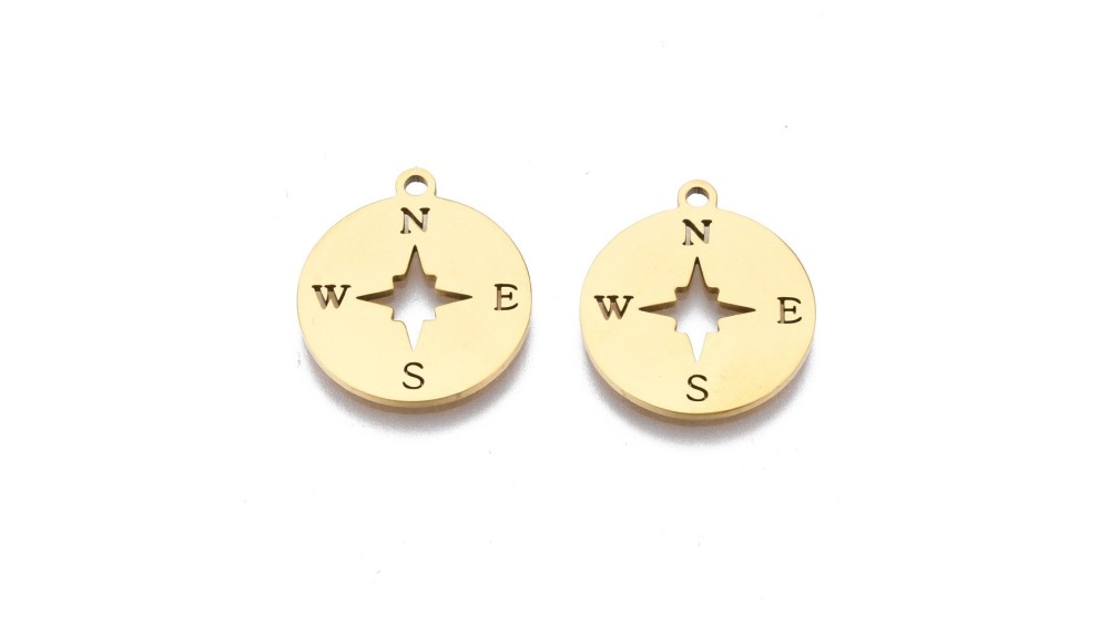 pendentif boussole acier