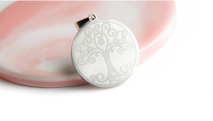 copy of Pendentif arbre de vie gravé acier inoxydable or