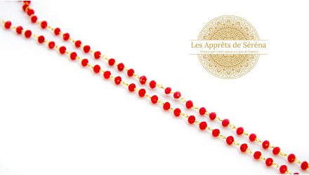 chaine perlée laiton rouge