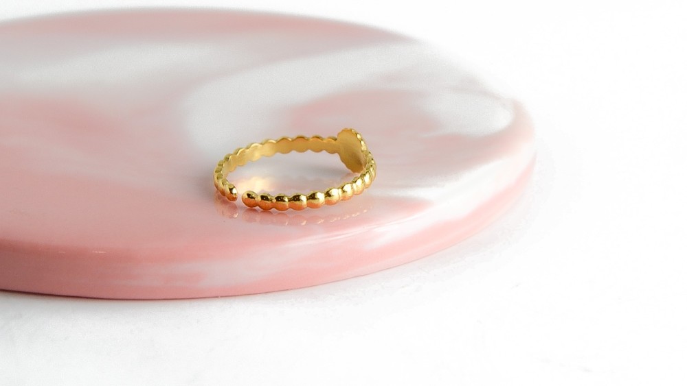 Bague support cabochon 4mm bague acier inoxydable 18k