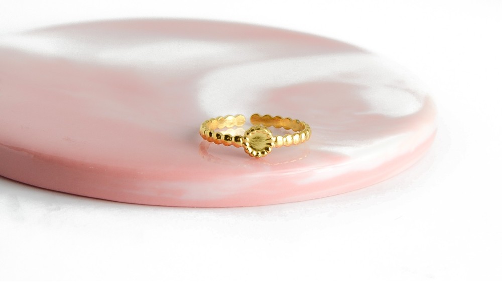 Bague support cabochon 4mm bague acier inoxydable 18k