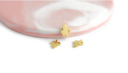 Pendentif trèfle en acier inoxydable or X2