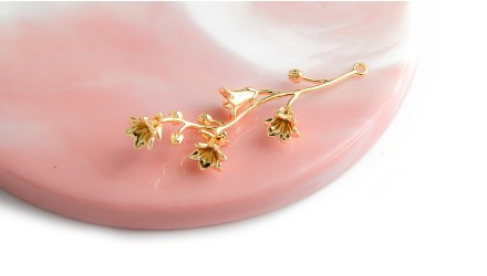 Pendentif branche florale laiton plaqué or 18k pour création collier