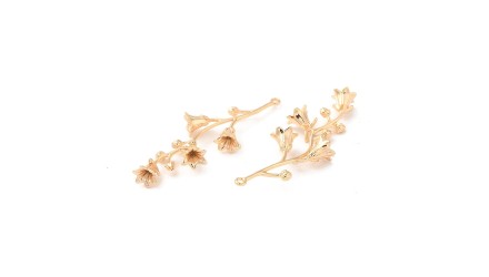 Pendentif branche florale laiton plaqué or 18k pour création collier