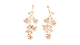 Pendentif branche florale laiton plaqué or 18k pour création collier