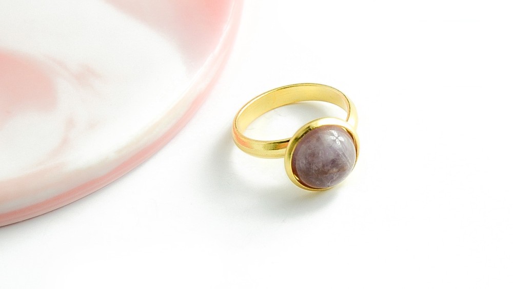 Bague support 10mm acier inoxydable plaqué or 18k