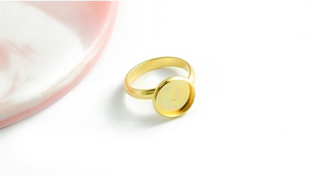 Bague support 10mm acier inoxydable plaqué or 18k