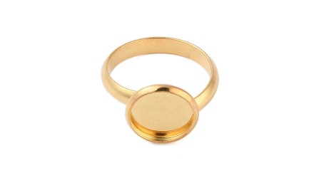 Bague support 10mm acier inoxydable plaqué or 18k
