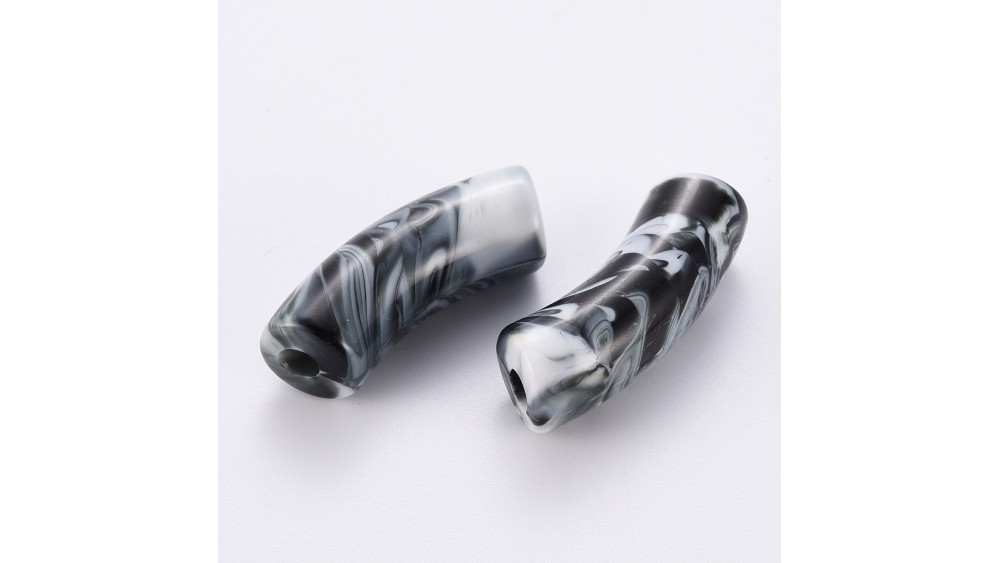 perles tubes bicolore noir et blanc
