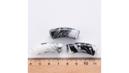 perles tubes bicolore noir et blanc 2