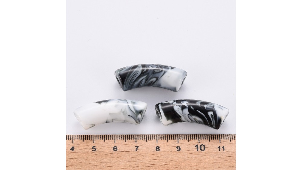 perles tubes bicolore noir et blanc 2