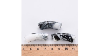 perles tubes bicolore noir et blanc 2