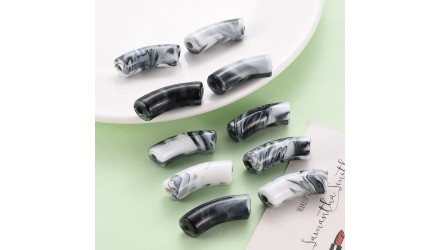 perles tubes bicolore noir et blanc 3