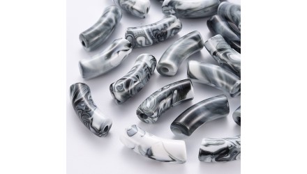 perles tubes bicolore noir et blanc 4