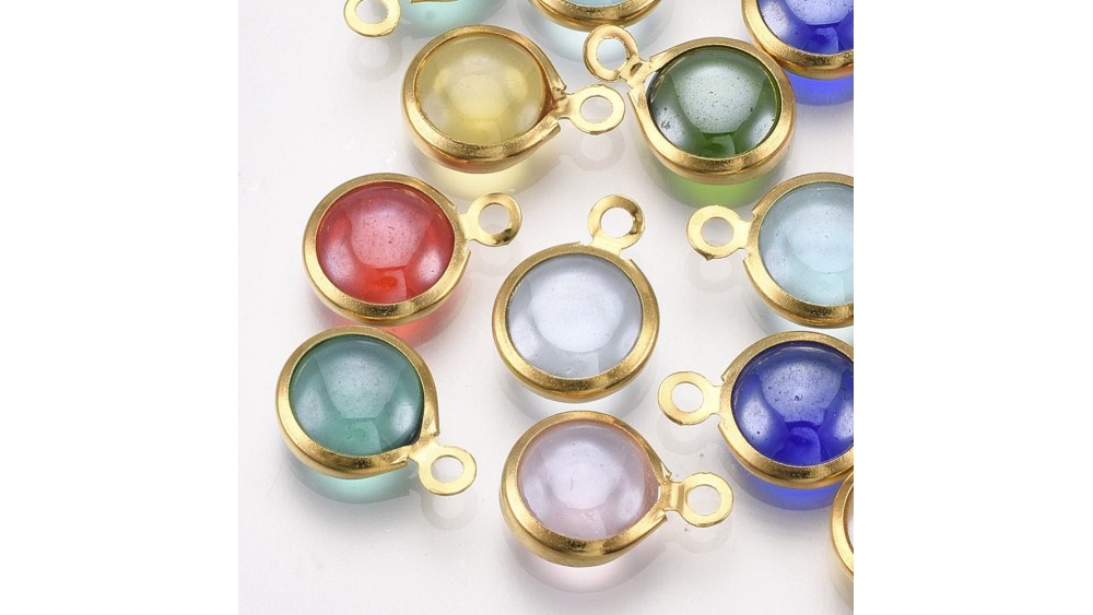copy of 4 Pendentifs verre coloré et acier 304
