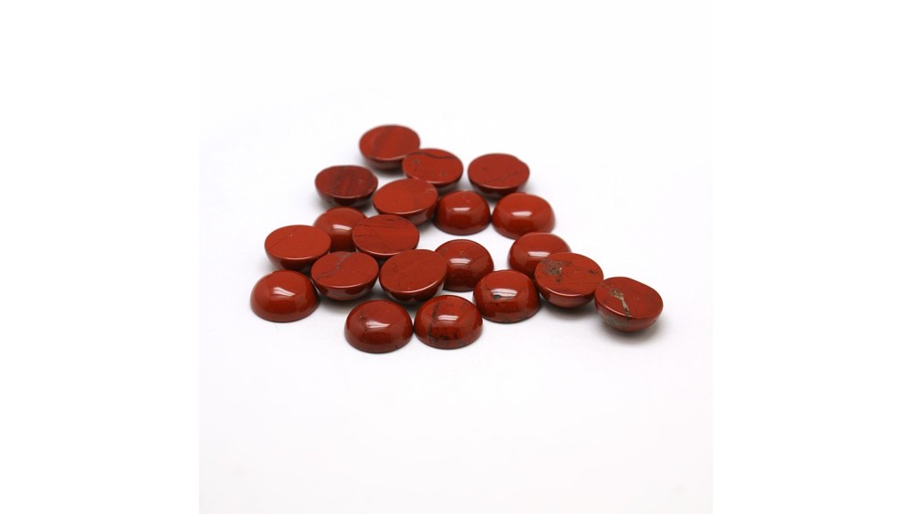 cabochon demi rond en jaspe rouge 10mm