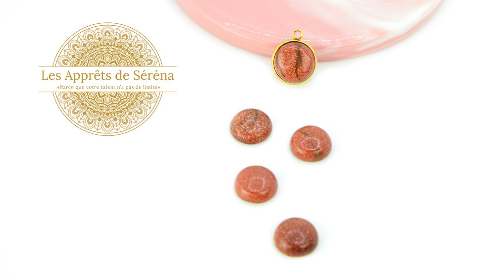 cabochon demi rond en jaspe rouge 10mm