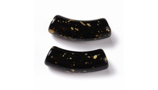 perle tube noire et or