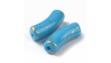 perle tube turquoise et or