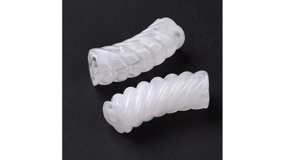 perle tube torsadée blanc