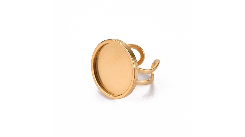 Bague support cabochon 20mm acier inoxydable or