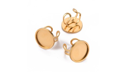 Bague support cabochon 20mm acier inoxydable or