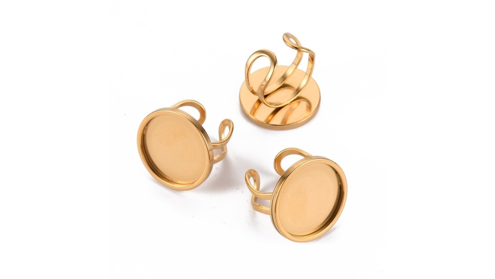 Bague support cabochon 20mm acier inoxydable or