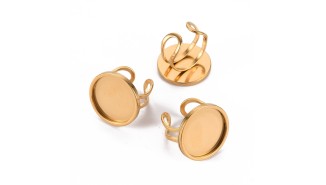 Bague support cabochon 20mm acier inoxydable or