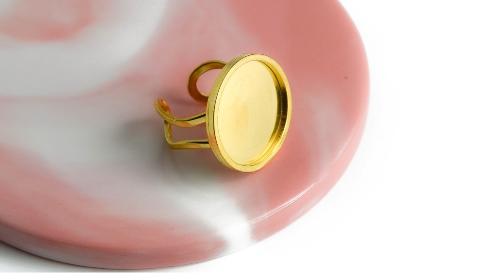 Bague support cabochon 20mm acier inoxydable or