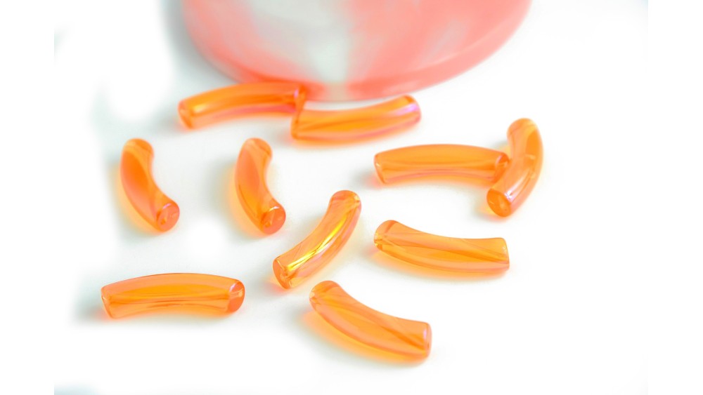 perle tube irisé ornage
