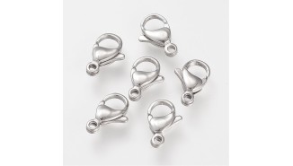 Fermoirs mousquetons 12mm acier couleur acier pour création de bijoux