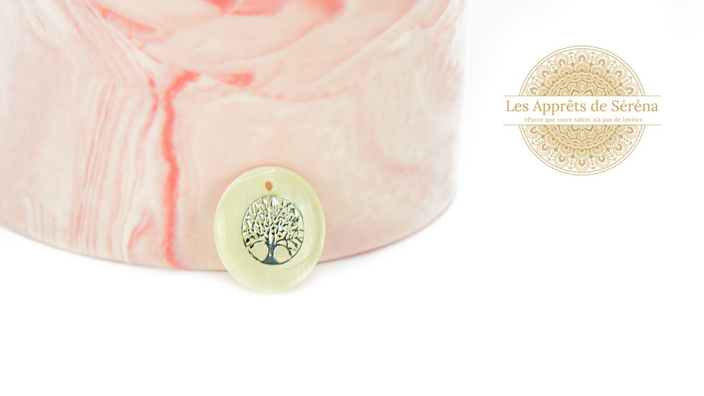 copy of Pendentif en nacre naturelle et acier arbre de vie
