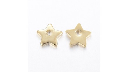 10 pendentifs étoiles acier 304 doré