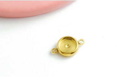 Connecteur support épais pour cabochon 8mm acier inoxydable or