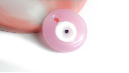 Pendentif mauvais oeil en verre lampwork rose